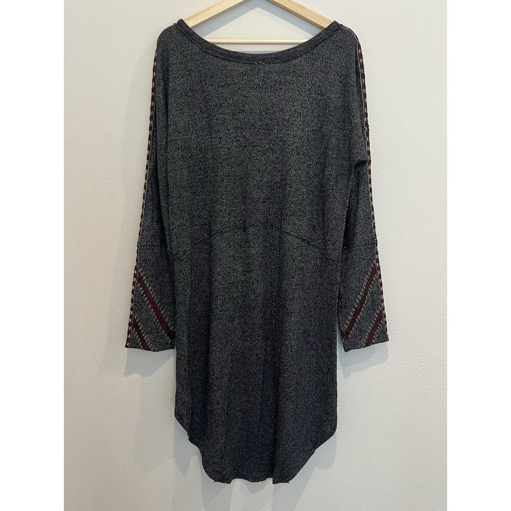 Free People Women Dress Tunic Medium Gray Boho Stretch Embroidery Wool Blend - Picture 2 of 11